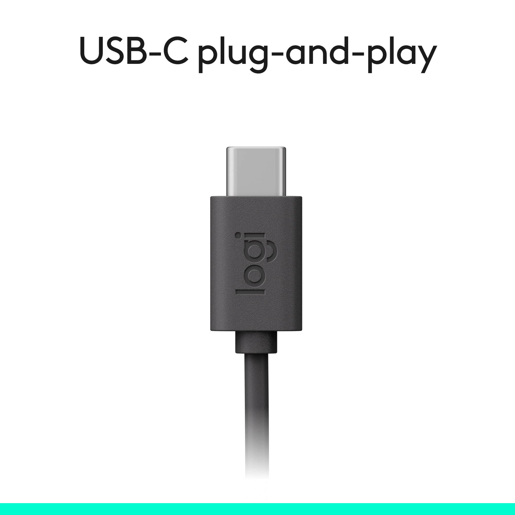 Logitech H390 USB-C wired computer headset in black with boom microphone