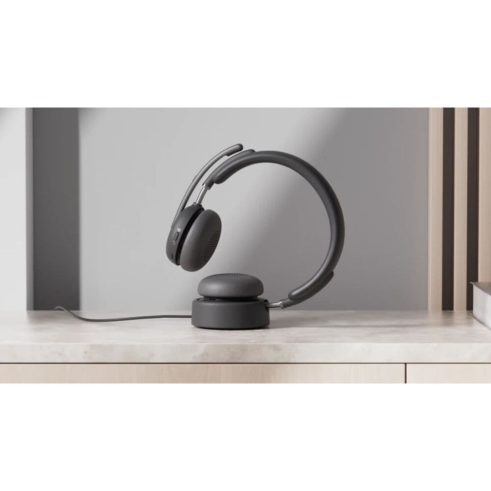 Logitech ZONE Wireless 2 charging stand in graphite for desktop headset charging