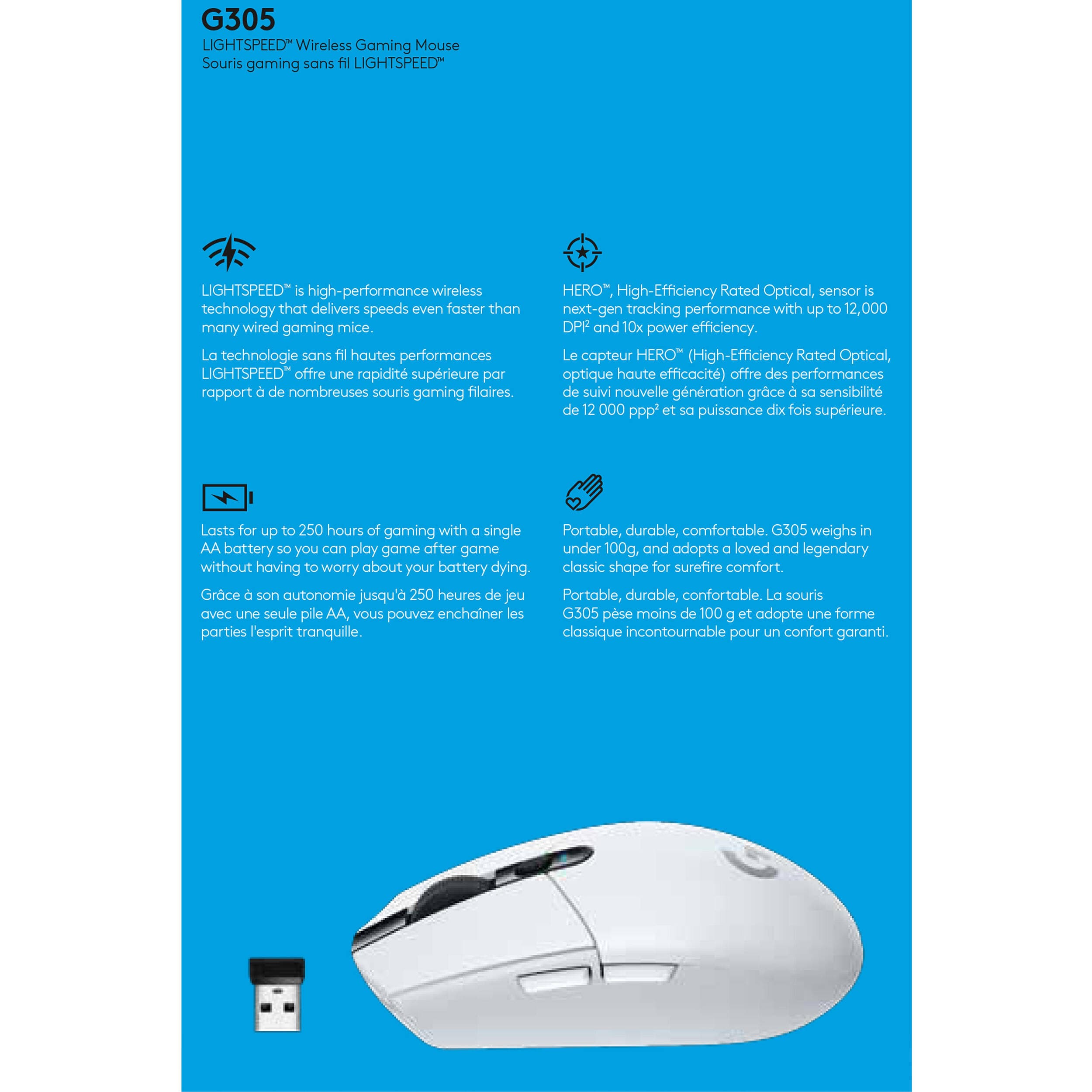 G305 Lightspeed WrlssMouse Wht view 16