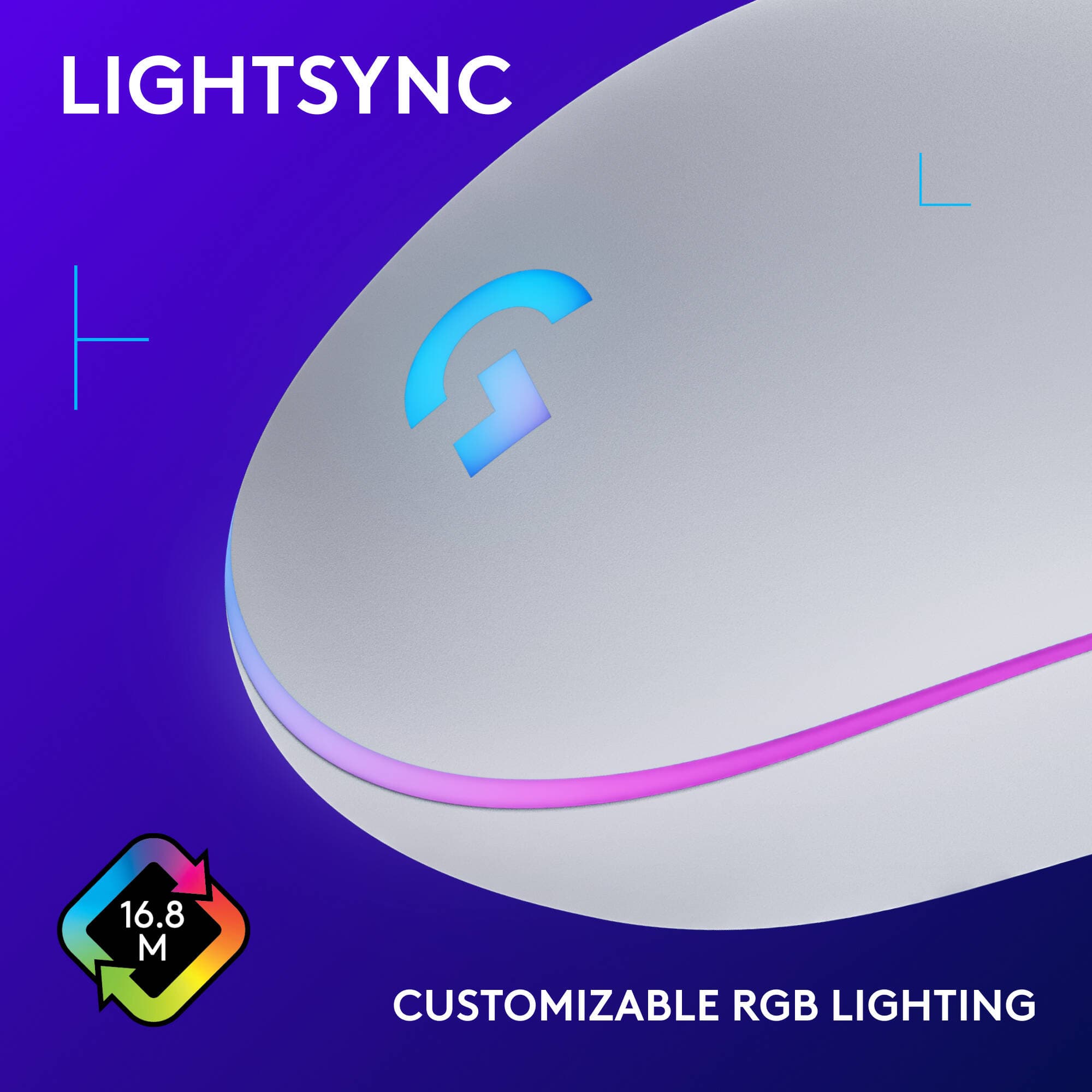 G203 LIGHTSYNC Gmng Mouse Wht view 4
