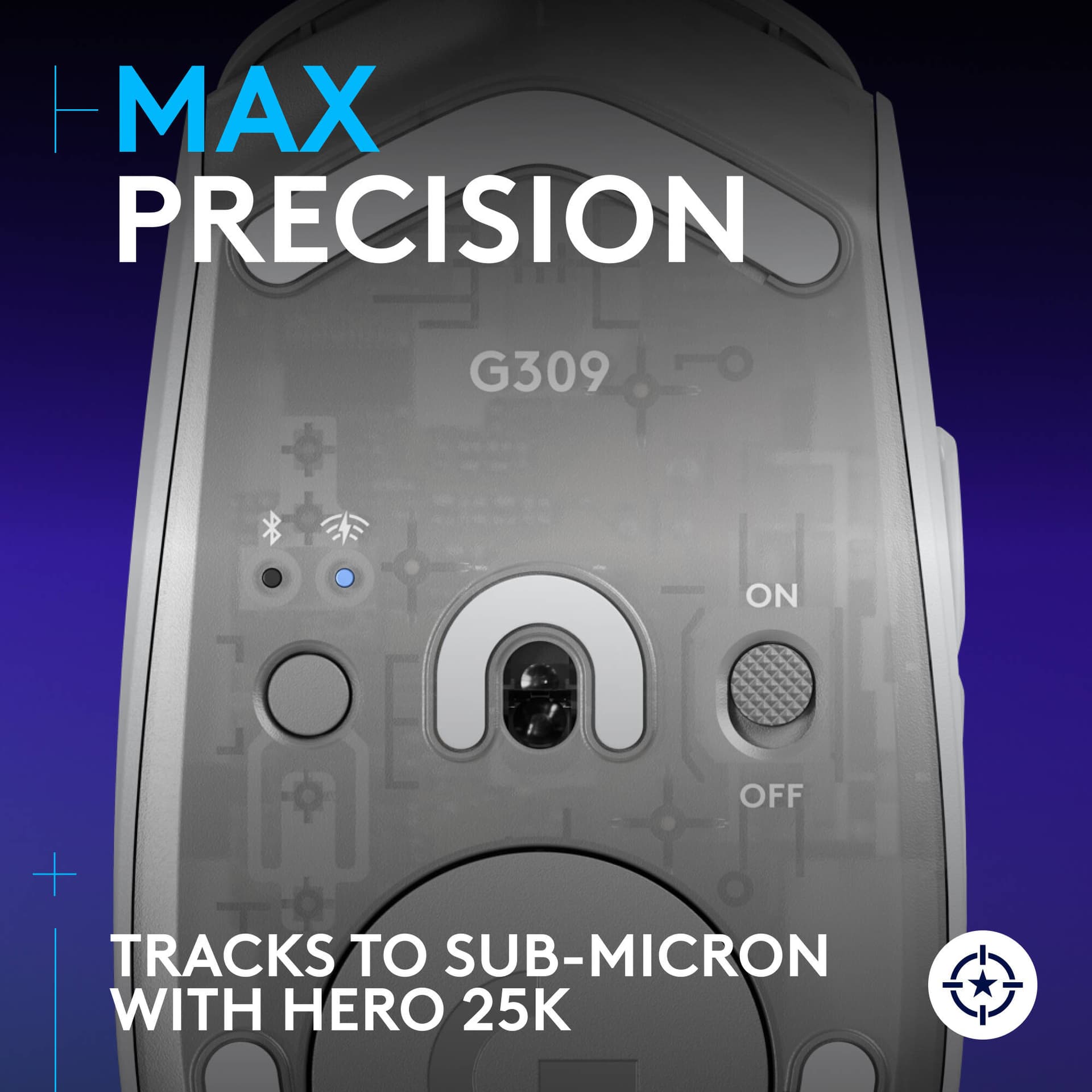 Logitech G309 Lightspeed wireless gaming mouse in white, lightweight design