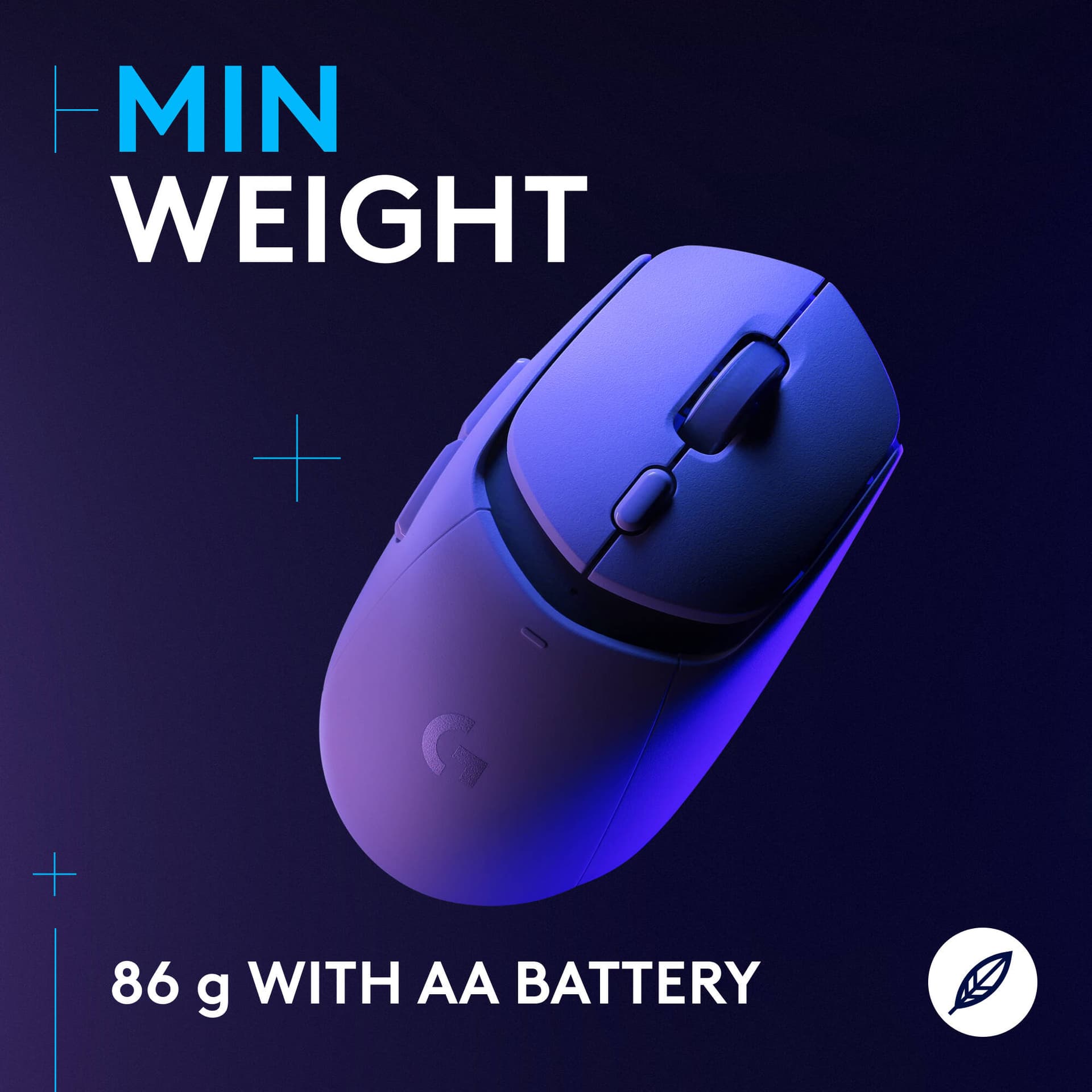 Logitech G309 Lightspeed wireless gaming mouse in white, lightweight design