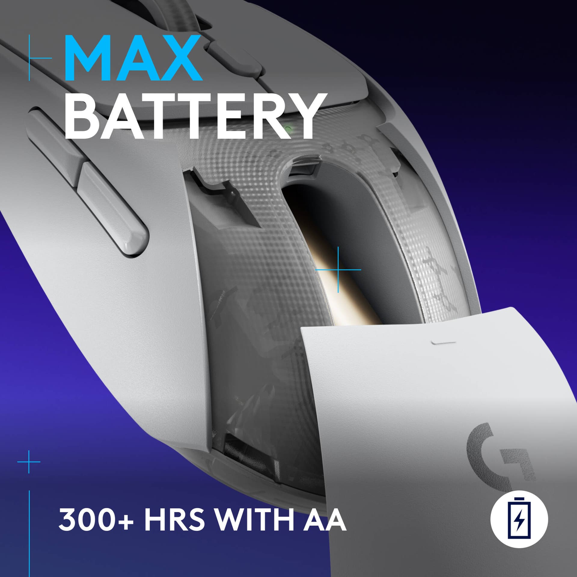 Logitech G309 Lightspeed wireless gaming mouse in white, lightweight design