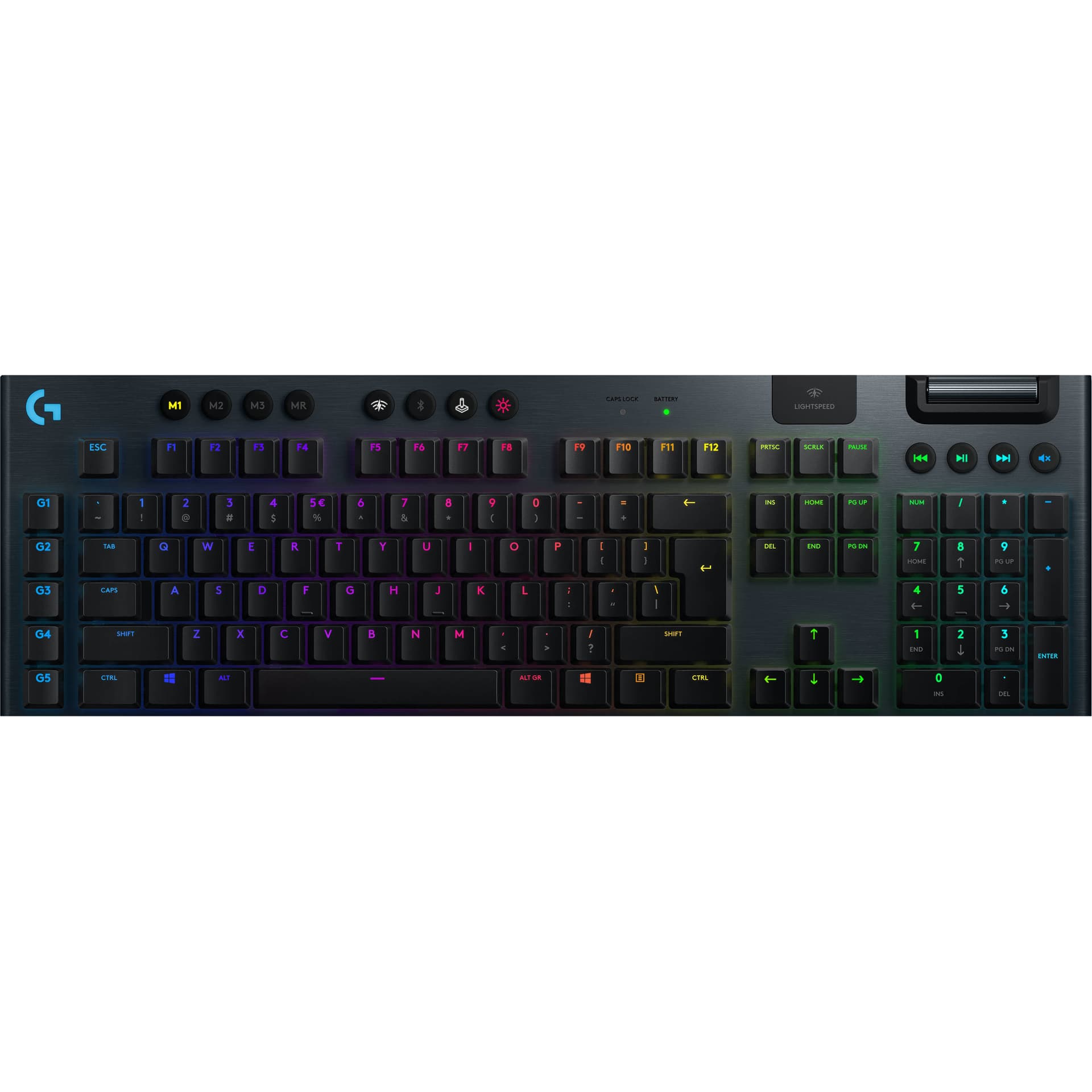 Logitech G915 wireless mechanical gaming keyboard with clicky switches and RGB backlighting