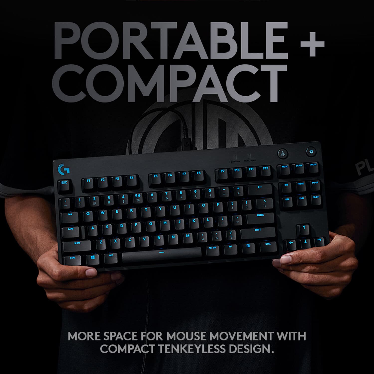 Logitech G PRO mechanical gaming keyboard with tenkeyless layout and GX Blue Clicky switches