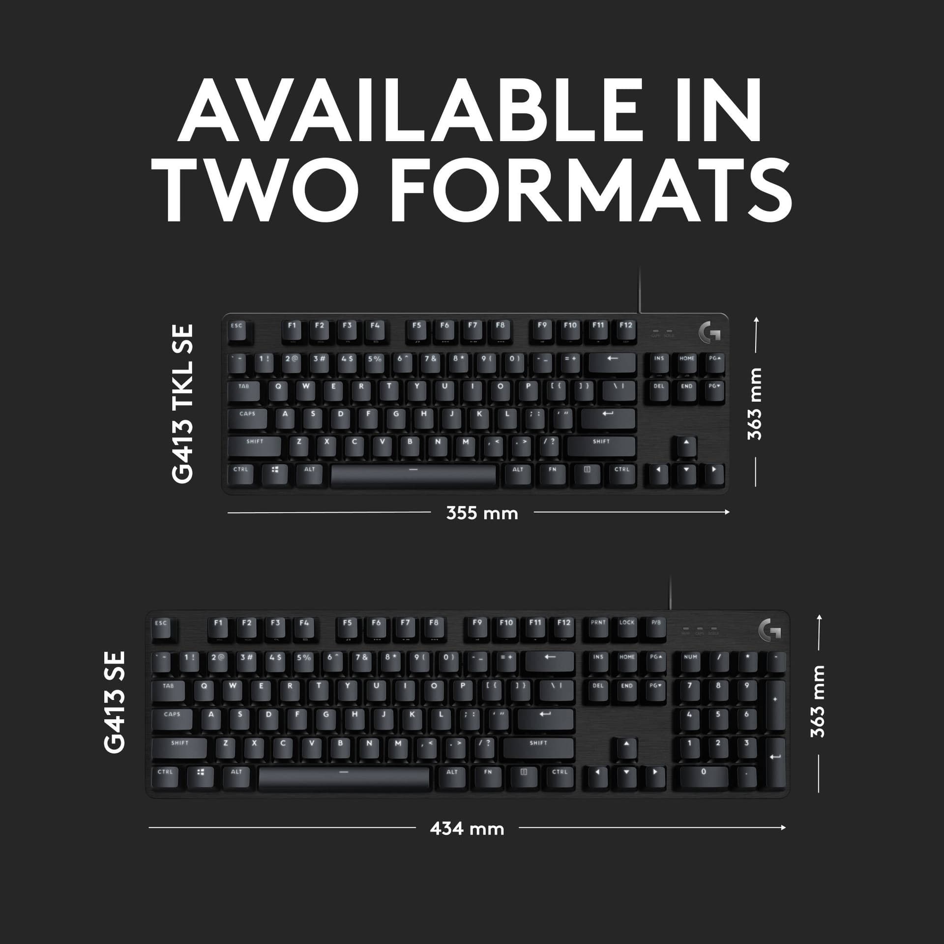 Logitech G413 SE wired full-size mechanical gaming keyboard with aluminum top case
