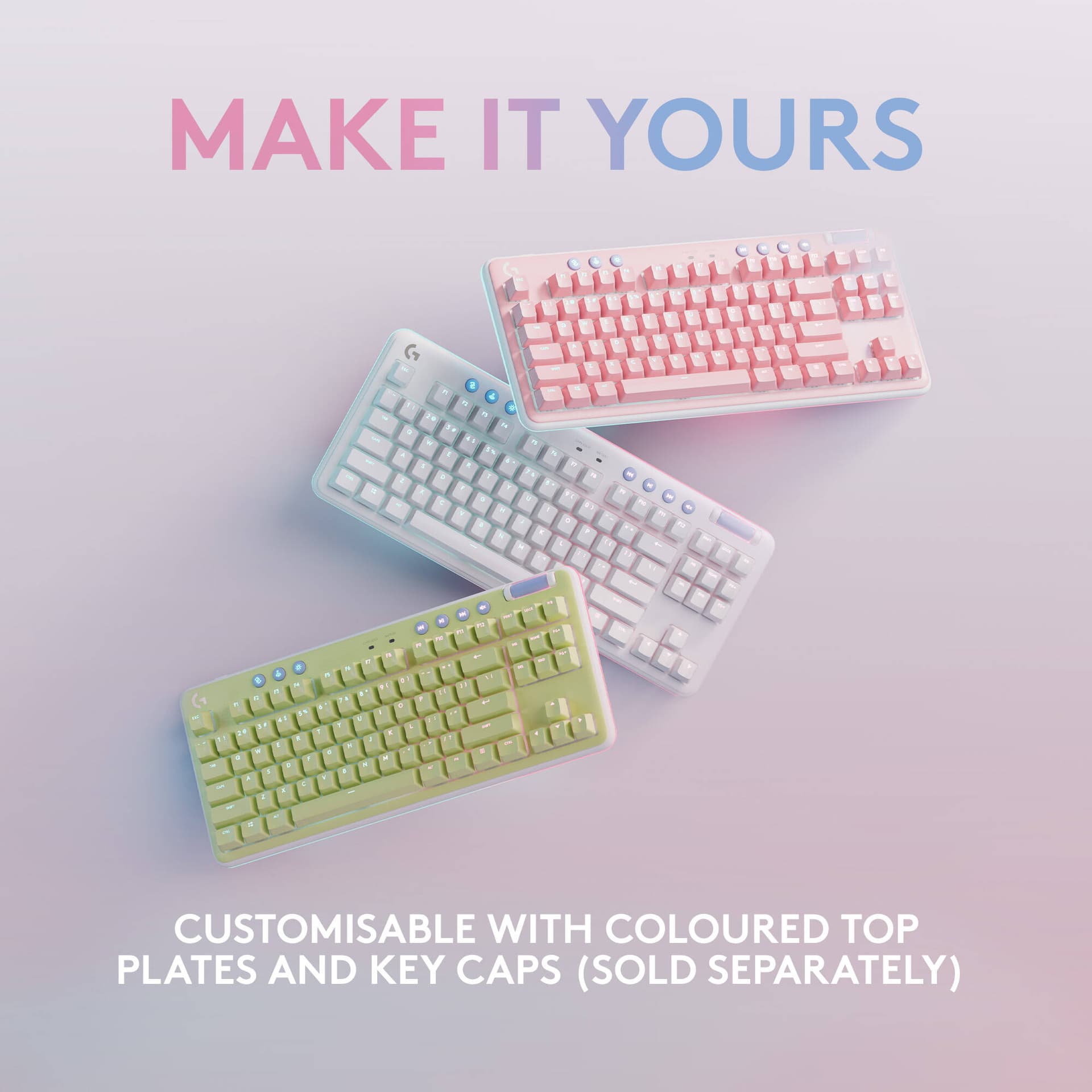 Logitech G715 tactile wireless gaming keyboard with white tenkeyless design and RGB backlighting