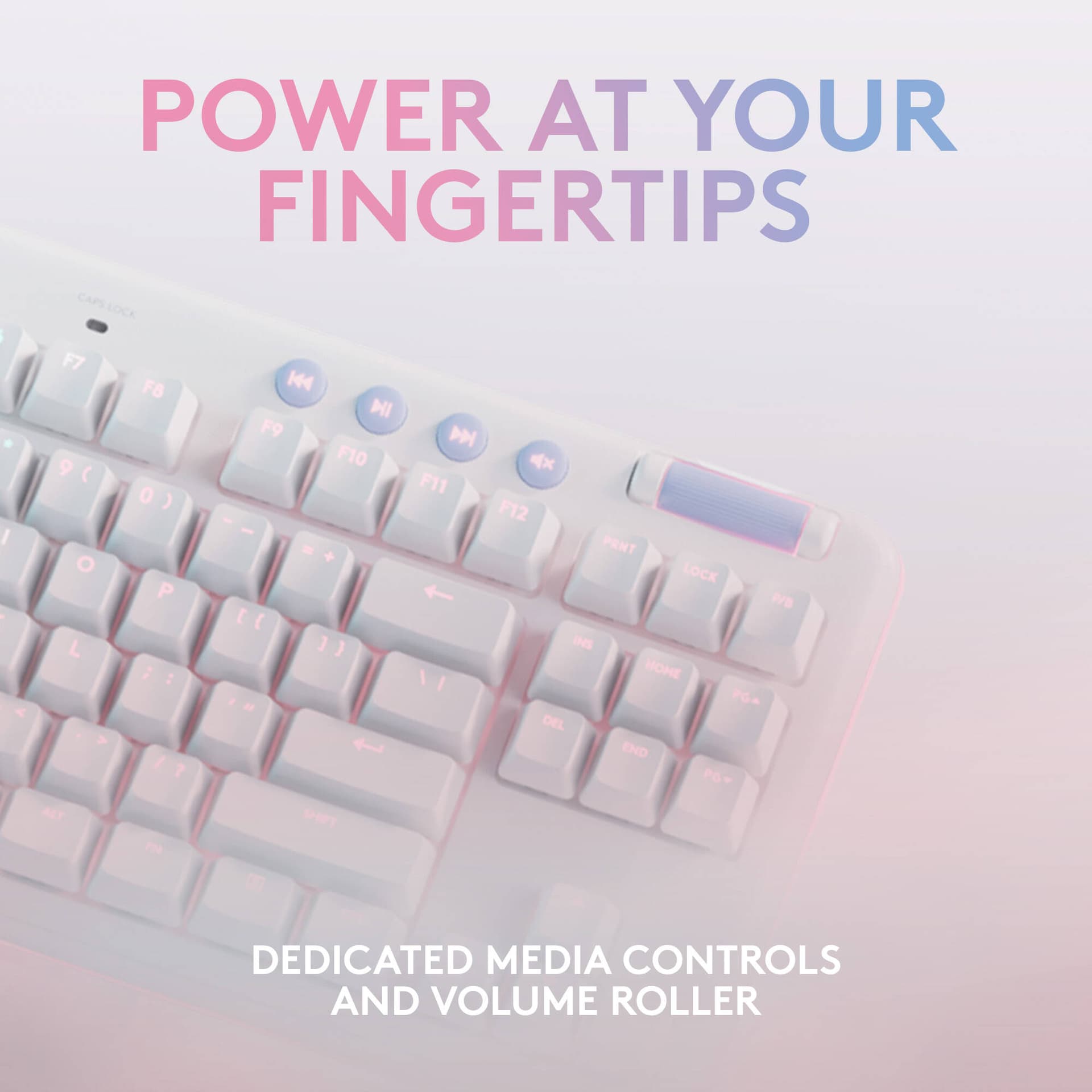 Logitech G715 Linear Wireless Gaming Keyboard in white with compact wireless layout