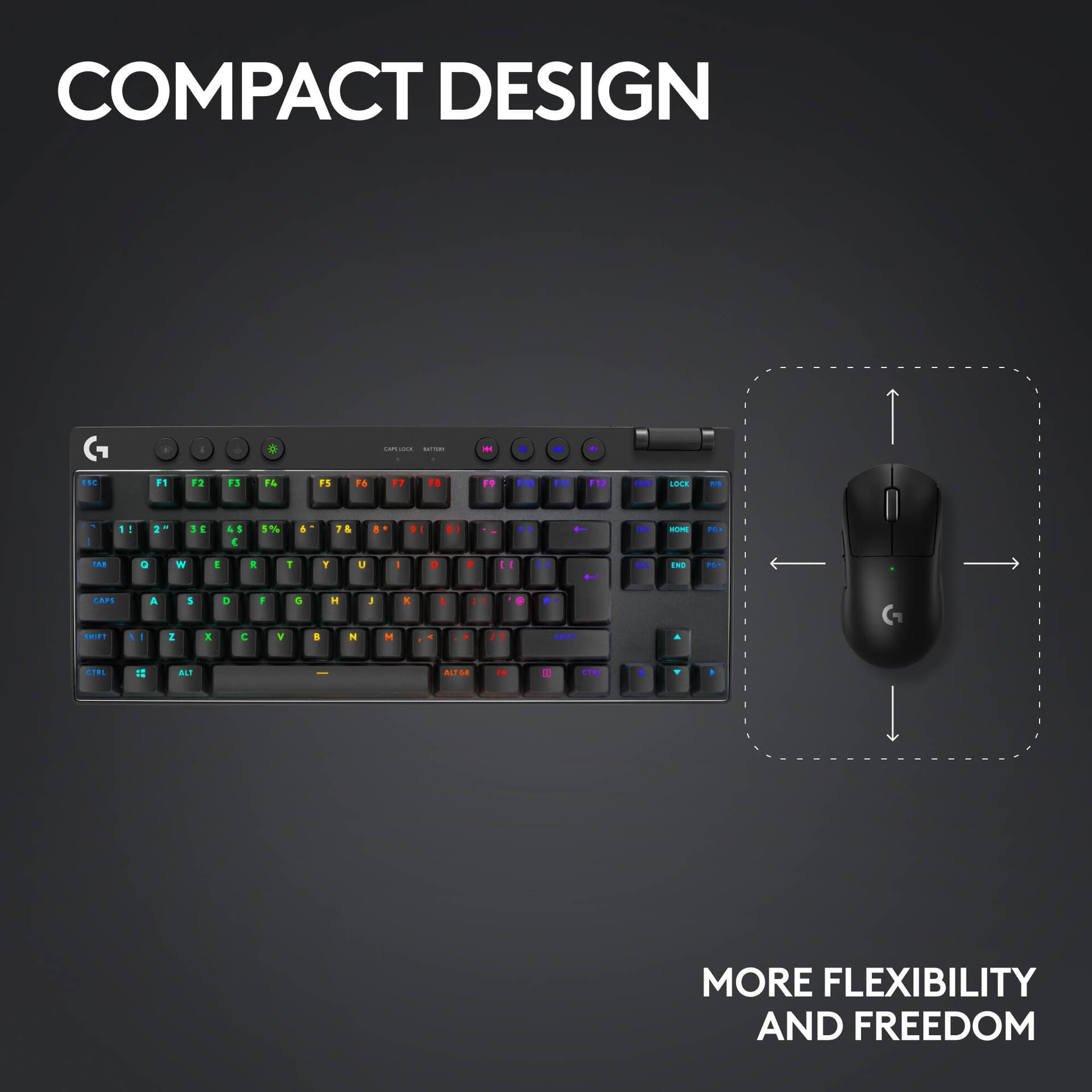 Logitech G PRO X TKL LIGHTSPEED black wireless tenkeyless gaming keyboard with tactile switches