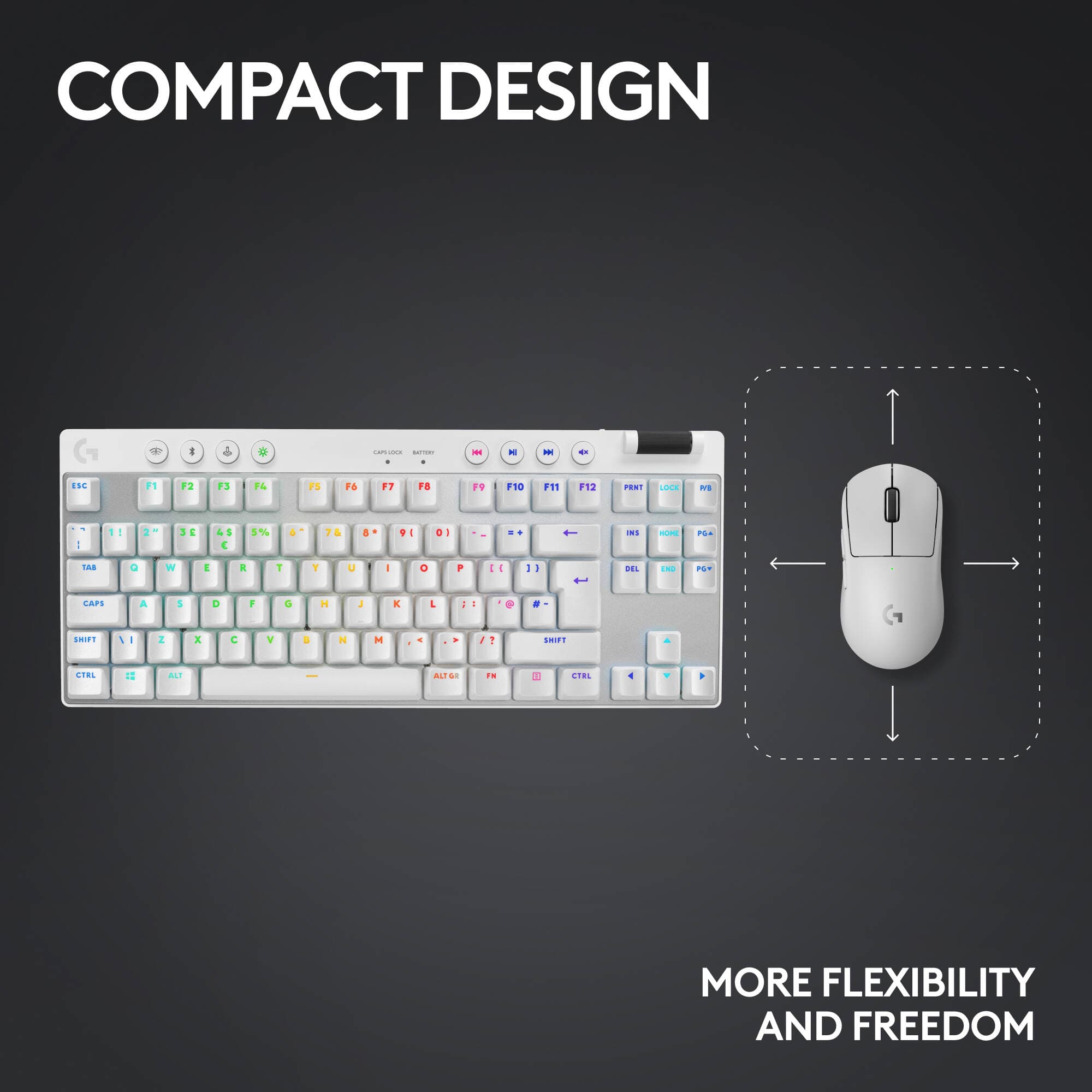 Logitech G PRO X TKL LIGHTSPEED white wireless gaming keyboard with tactile switches