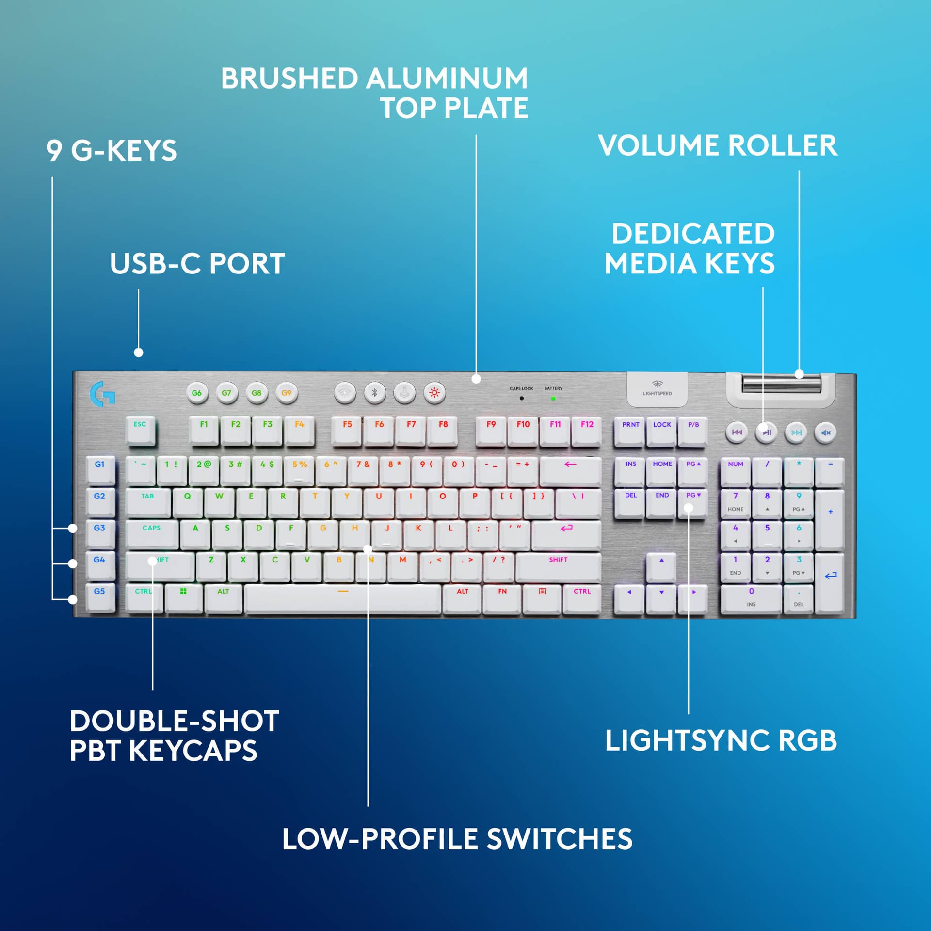 Logitech G915 X LIGHTSPEED tactile white wireless mechanical keyboard