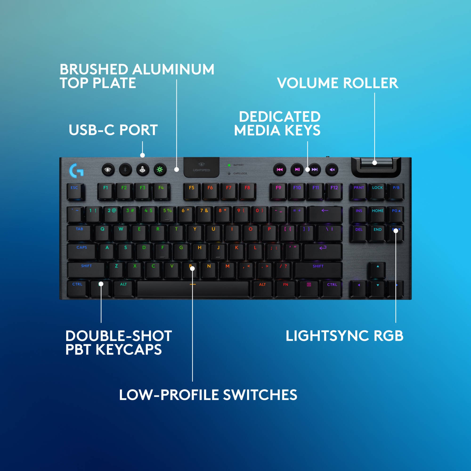 Logitech G915 X LIGHTSPEED TKL Tactile wireless mechanical keyboard with RGB lighting