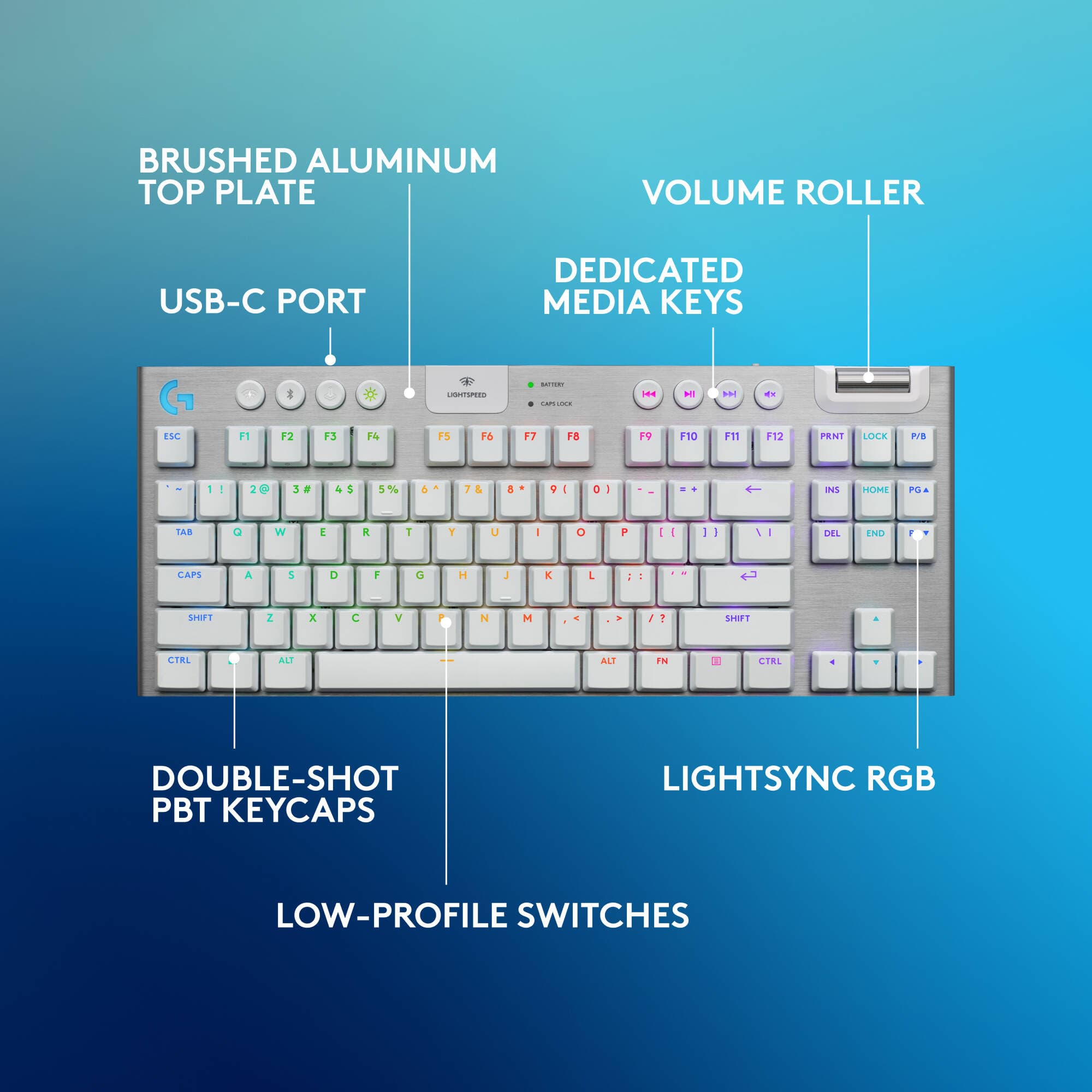 Logitech G915 X LIGHTSPEED TKL White wireless tenkeyless keyboard with tactile switches