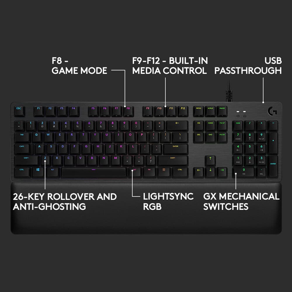Logitech G513 Carbon mechanical gaming keyboard with LIGHTSYNC RGB and aluminum top case