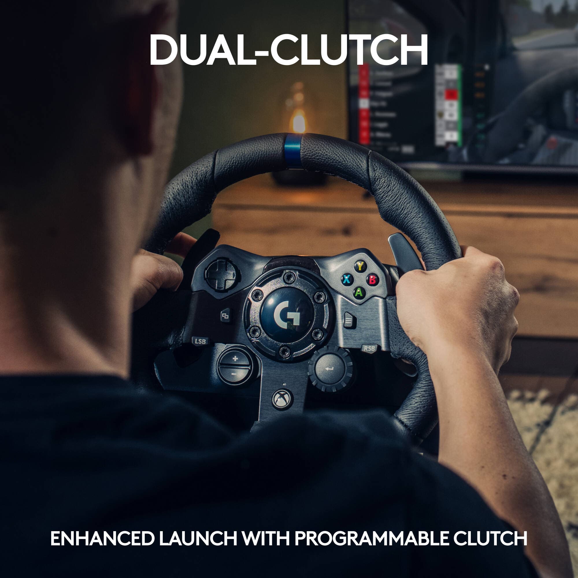Logitech G923 racing wheel and pedals in black for Xbox Series X|S, Xbox One, and PC