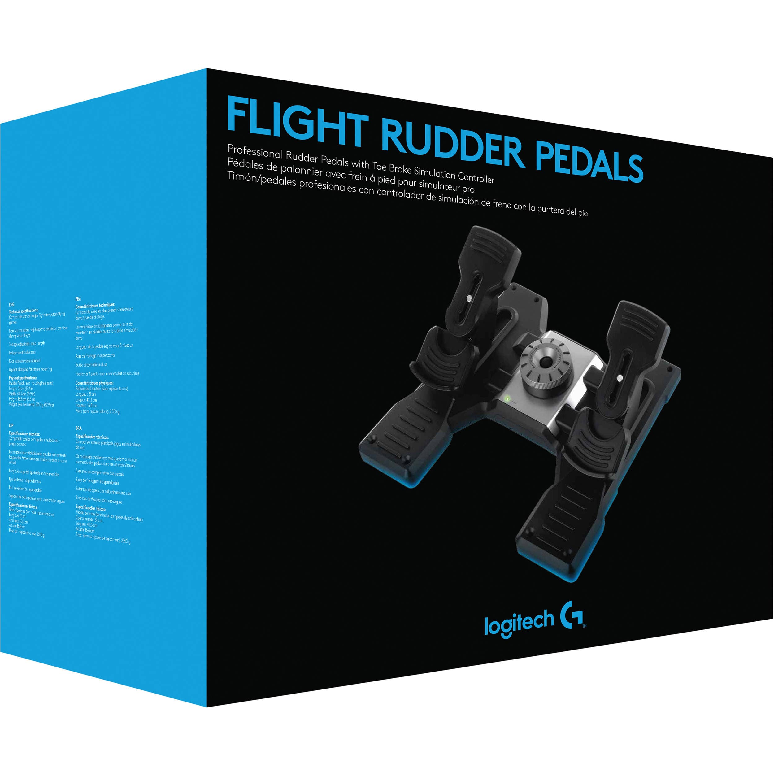 Logitech PC Pro Flight Rudder Pedals for PC flight simulation with toe brakes