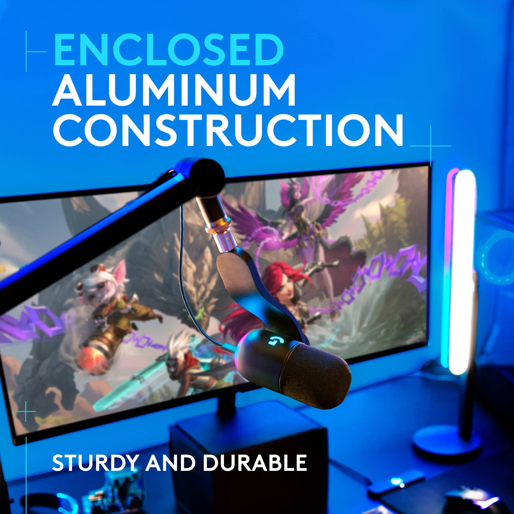 Logitech G Blue Compass black desktop microphone boom arm with cable management