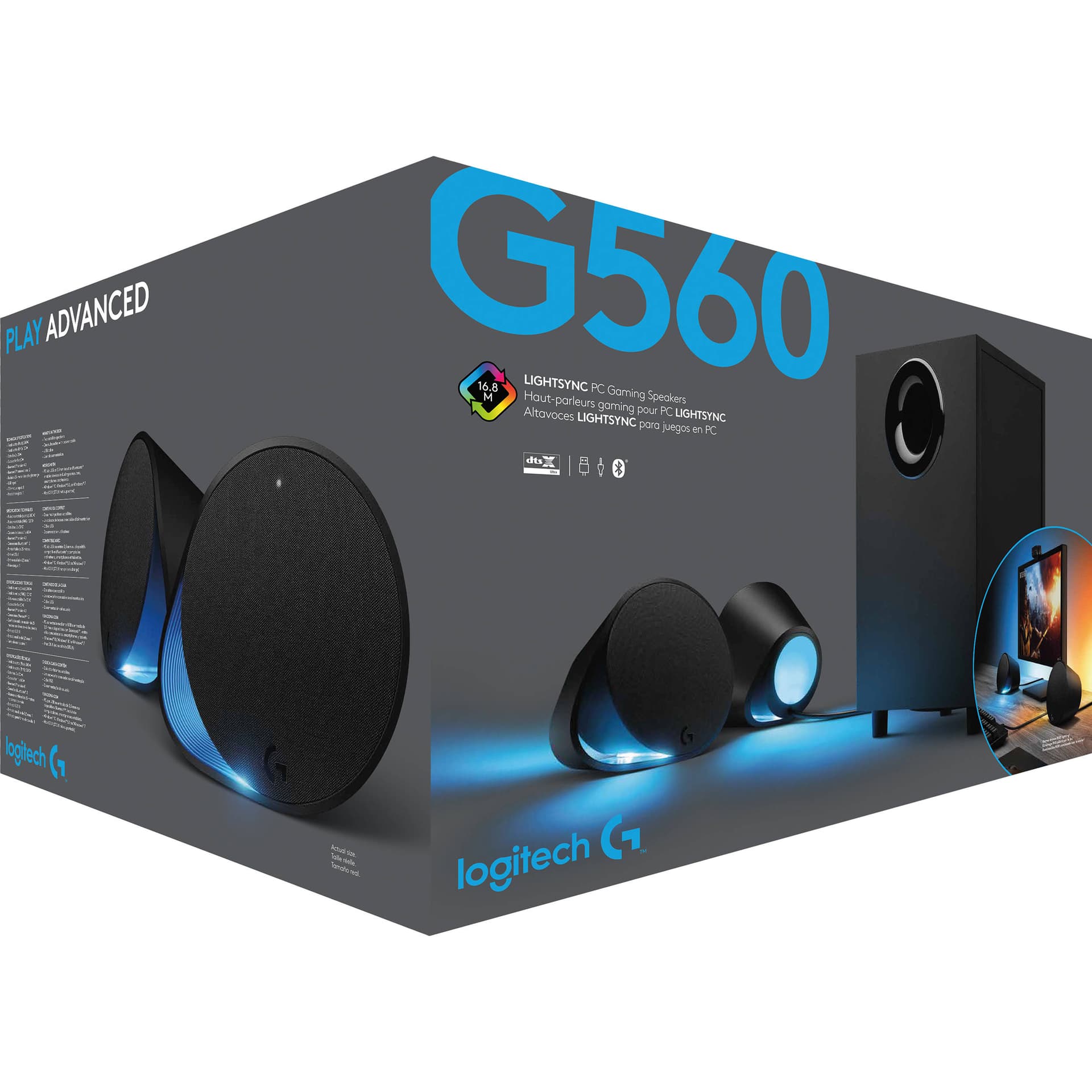 Logitech G560 PC Gaming Speakers with RGB lighting and desktop audio