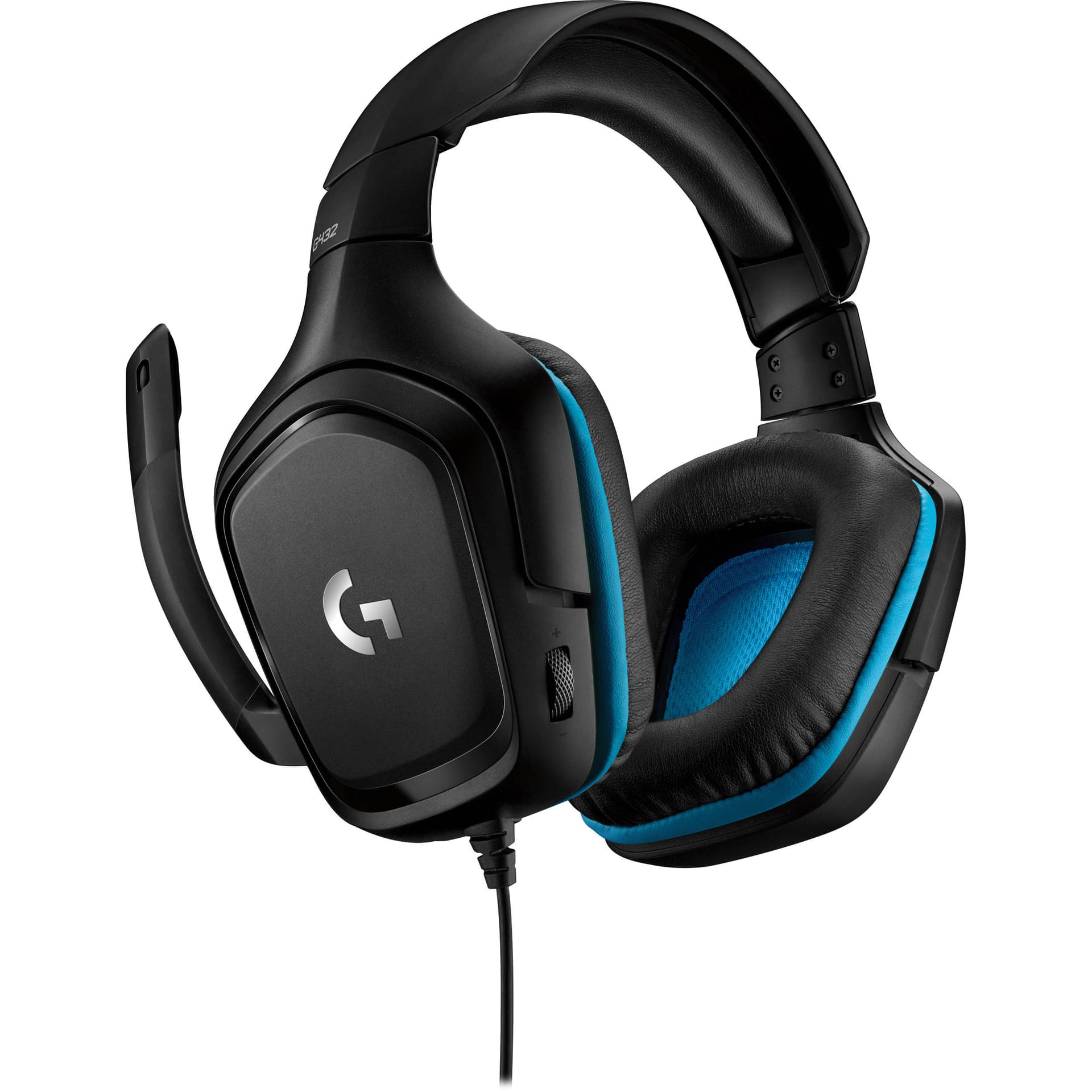 Logitech G432 wired gaming headset in black with over-the-head circumaural ear cups and boom microphone