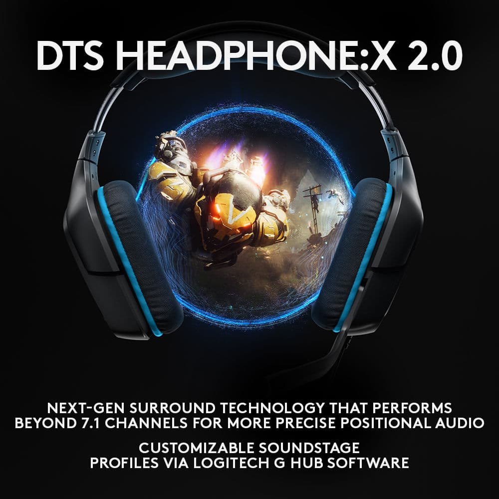Logitech G432 wired gaming headset in black with over-the-head circumaural ear cups and boom microphone