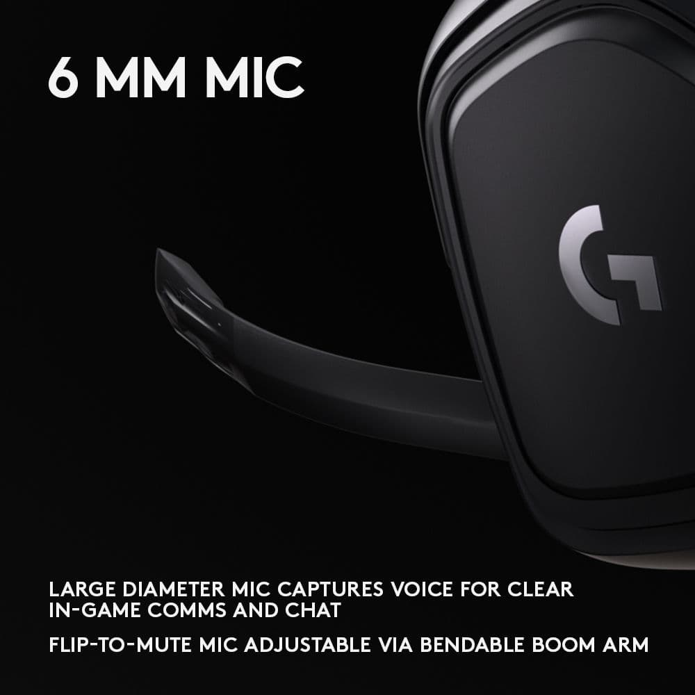 Logitech G432 wired gaming headset in black with over-the-head circumaural ear cups and boom microphone