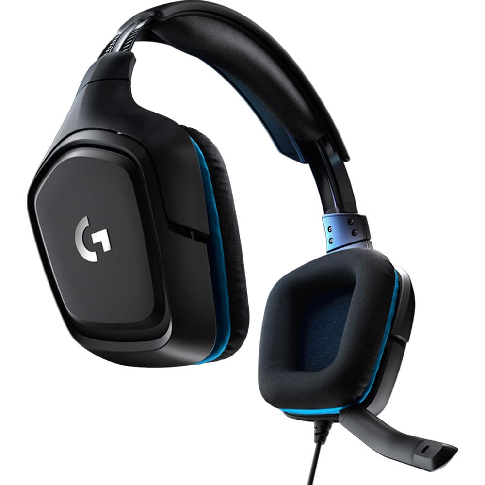 Logitech G432 wired gaming headset in black with over-the-head circumaural ear cups and boom microphone