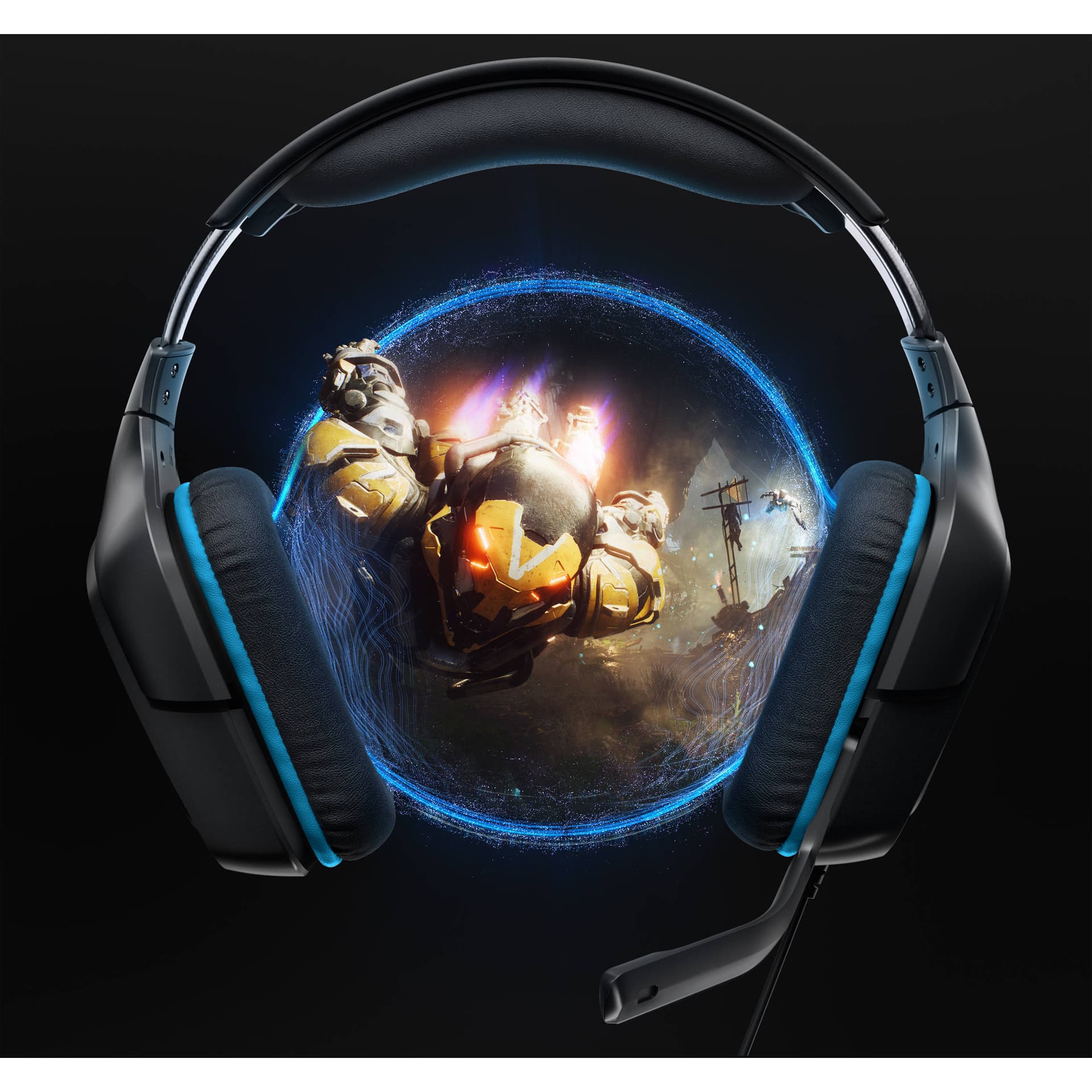 Logitech G432 wired gaming headset in black with over-the-head circumaural ear cups and boom microphone