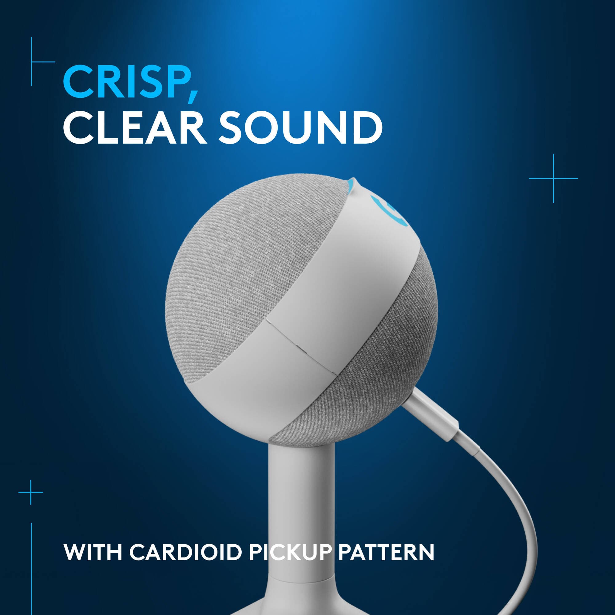 Logitech Yeti Orb RGB gaming microphone with white finish and LIGHTSYNC lighting