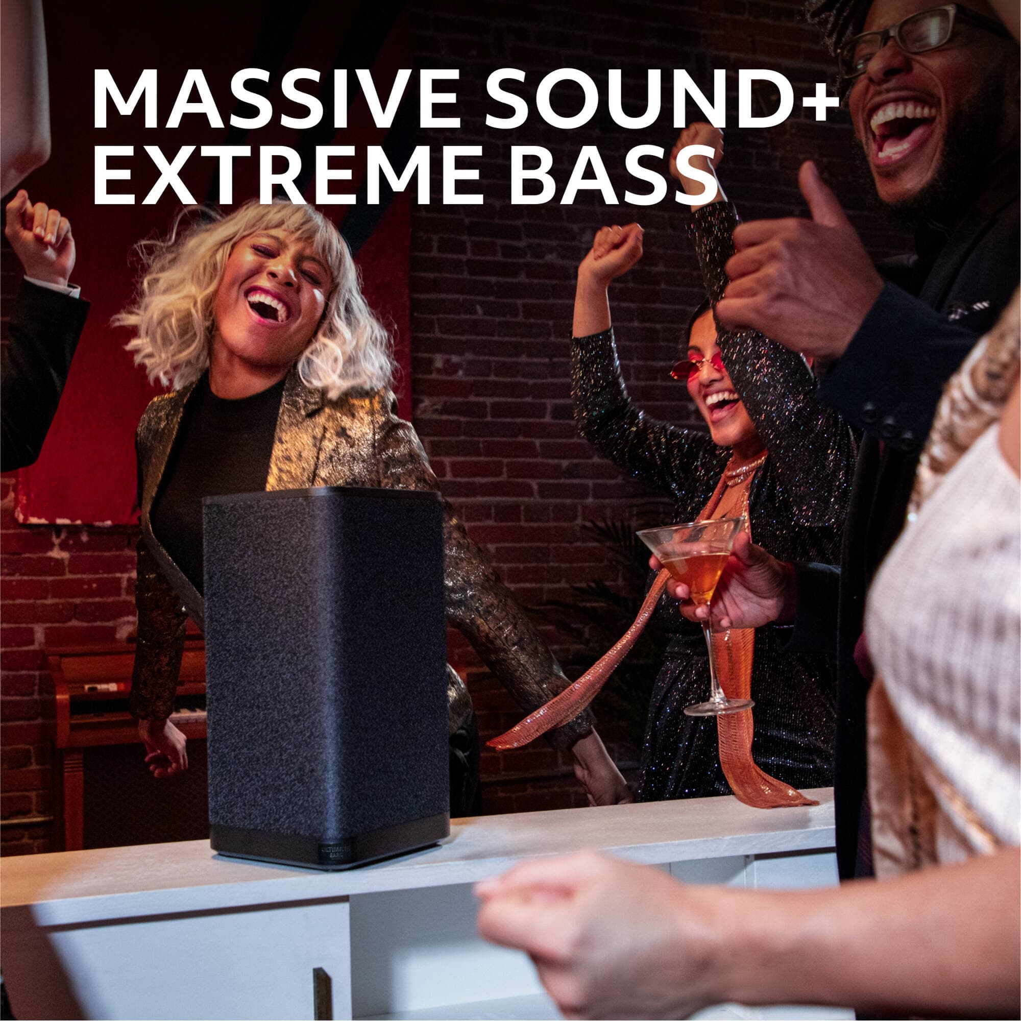 Ultimate Ears HYPERBOOM portable Bluetooth speaker in black with big bass and IPX4 water resistance