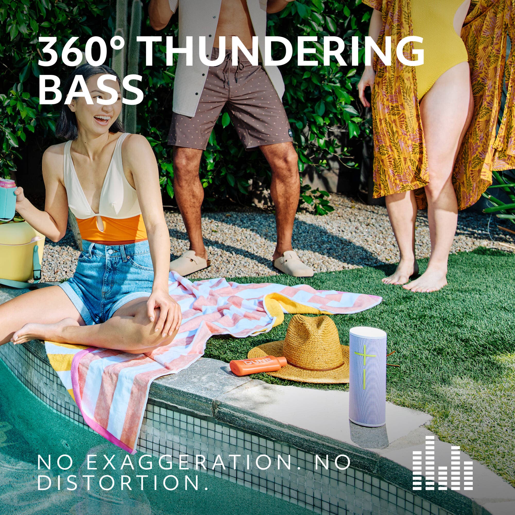 UE MEGABOOM 4 wireless Bluetooth speaker in Blue, portable cylindrical design