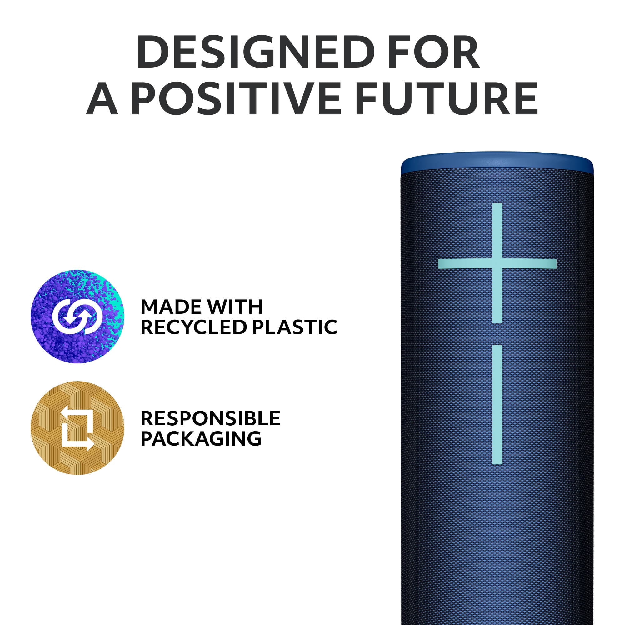 UE MEGABOOM 4 wireless Bluetooth speaker in Blue, portable cylindrical design