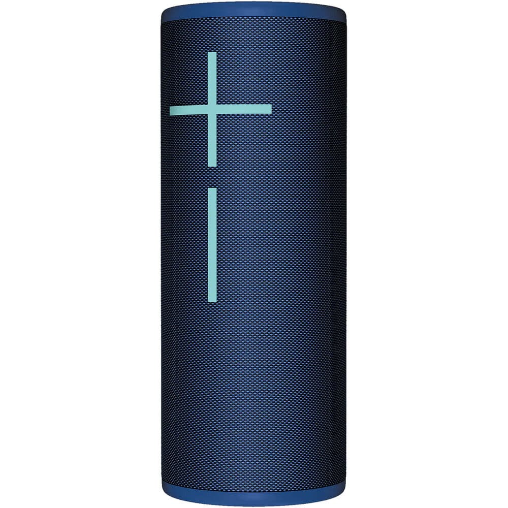UE MEGABOOM 4 wireless Bluetooth speaker in Blue, portable cylindrical design