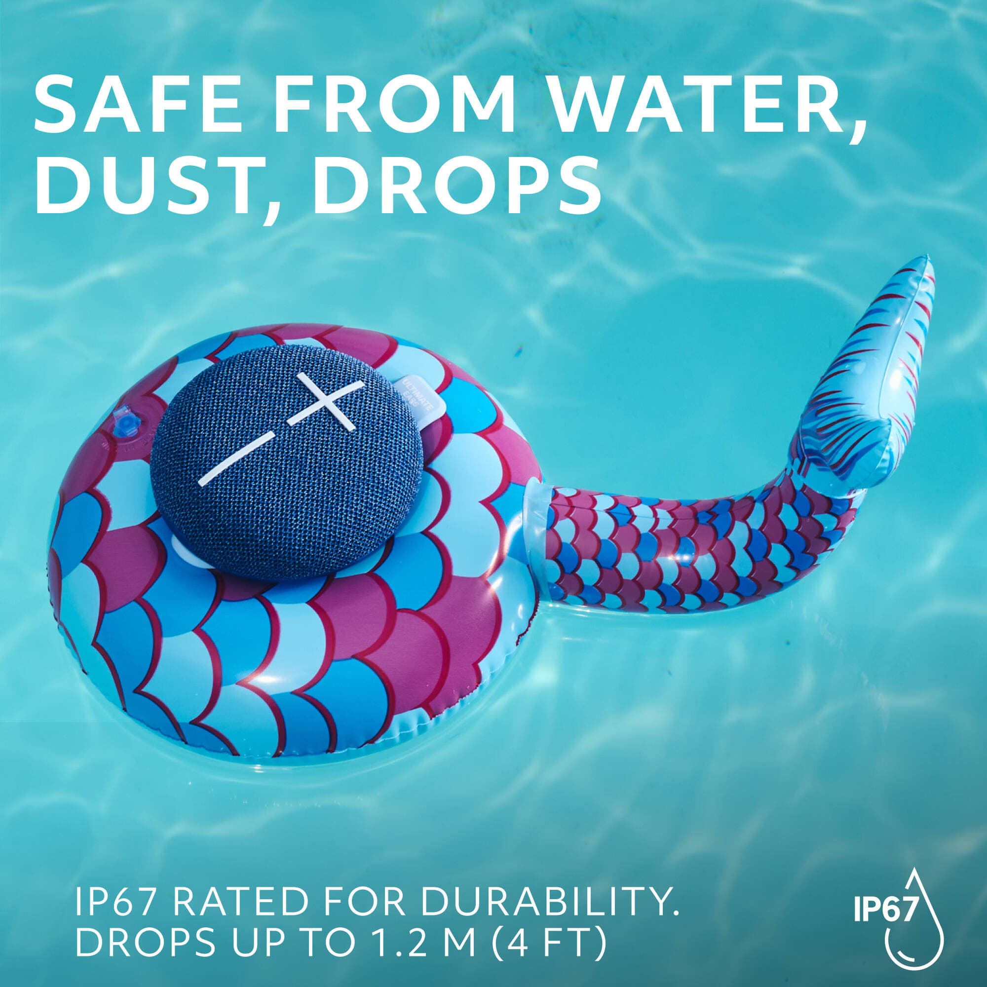 Logitech UE Mini Roll Blue compact portable speaker with hookable strap