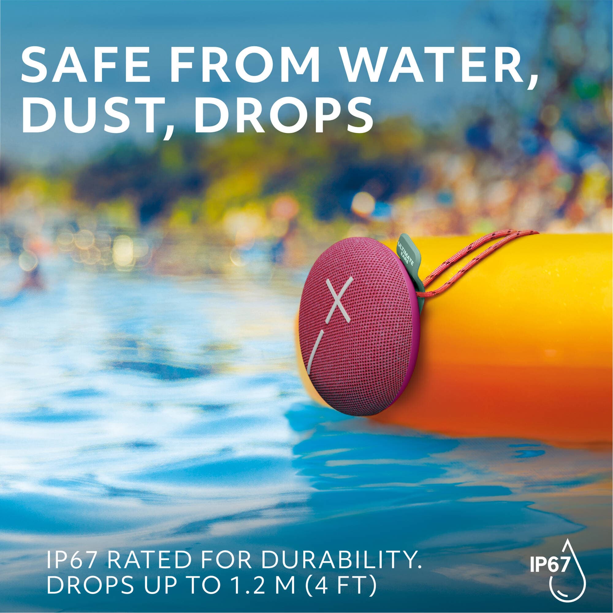 UE Mini Roll Pink compact portable speaker with hookable strap