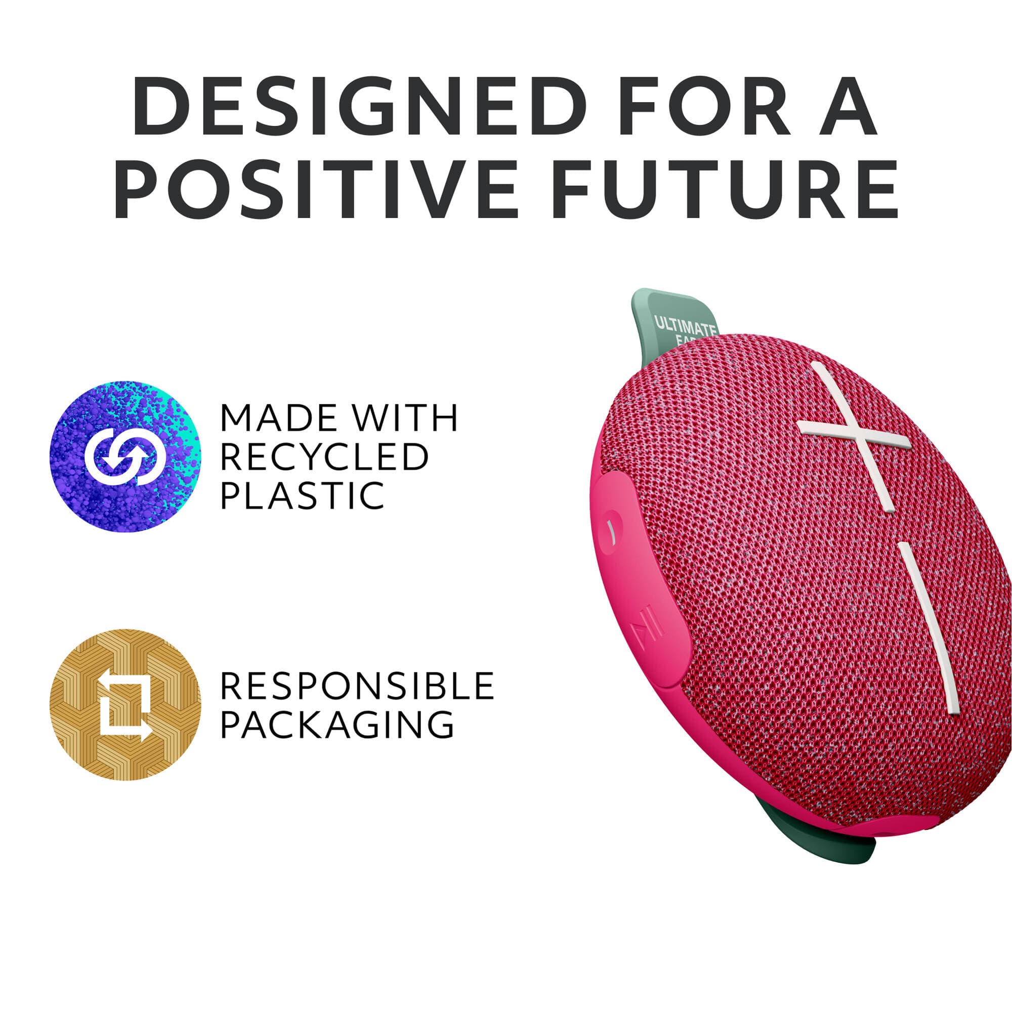 UE Mini Roll Pink compact portable speaker with hookable strap