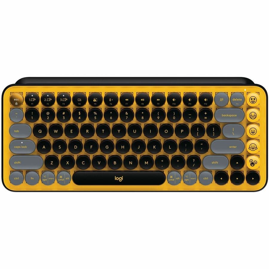 Logitech POP Keys Wireless Mechanical Keyboard 920-010707 — Emoji Keys, Bluetooth | Yellow, Compact