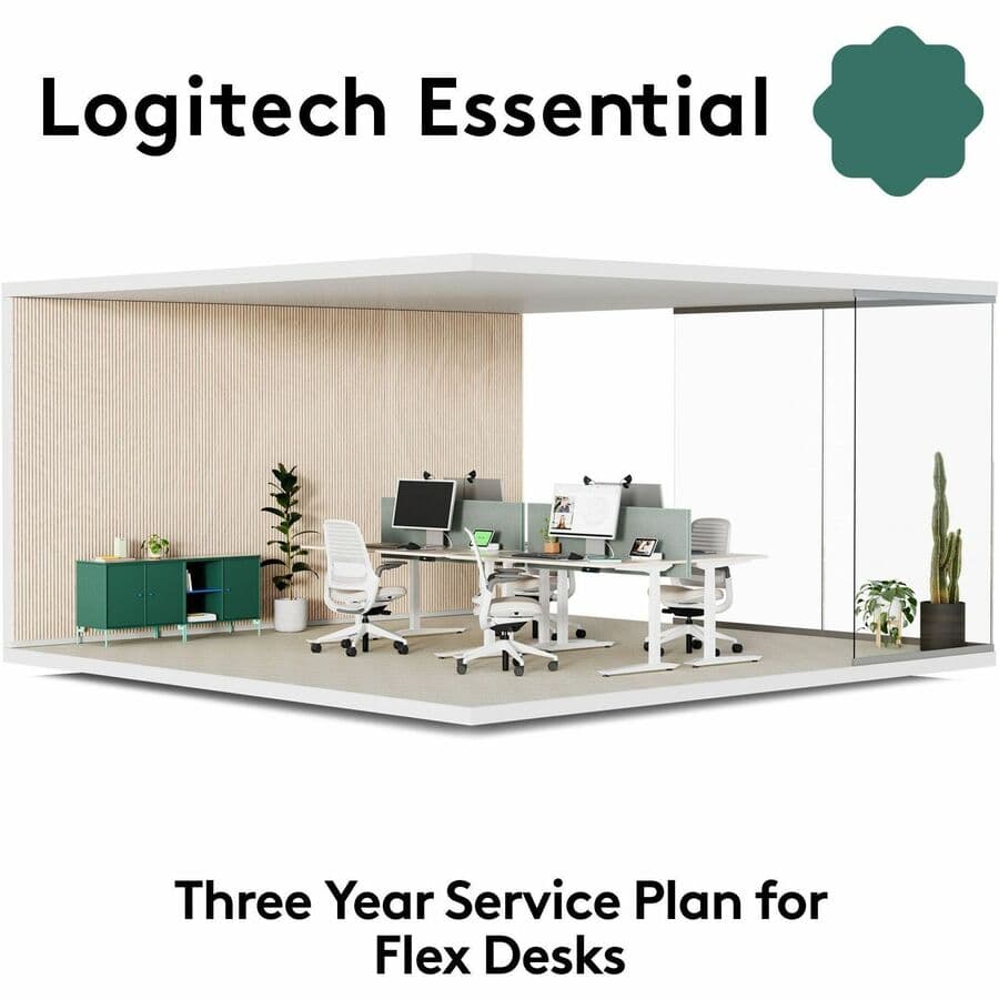 Logitech Essential for Flex Desks three-year service plan for shared workspace coverage