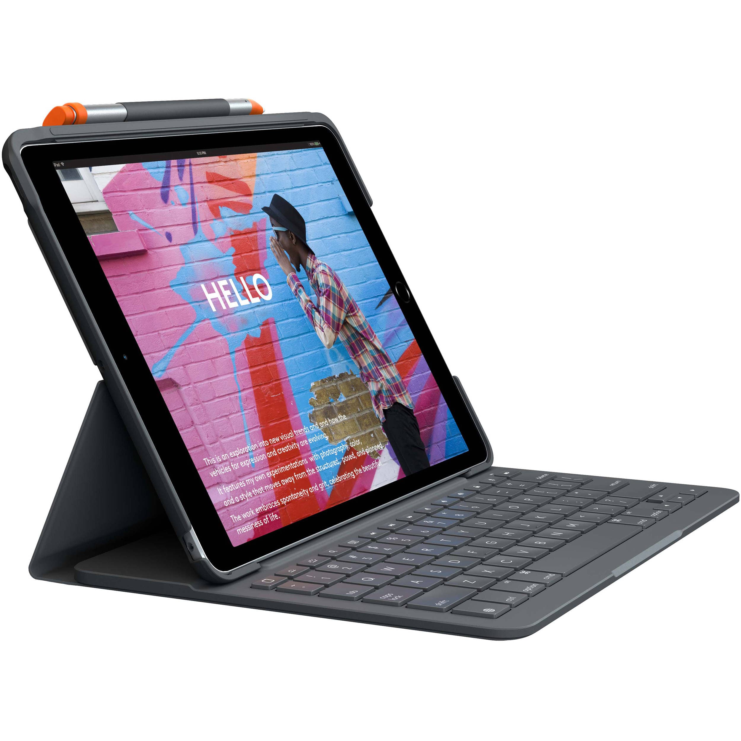 Logitech Slim Folio for iPad 7th-9th Gen, Graphite | Keyboard Case