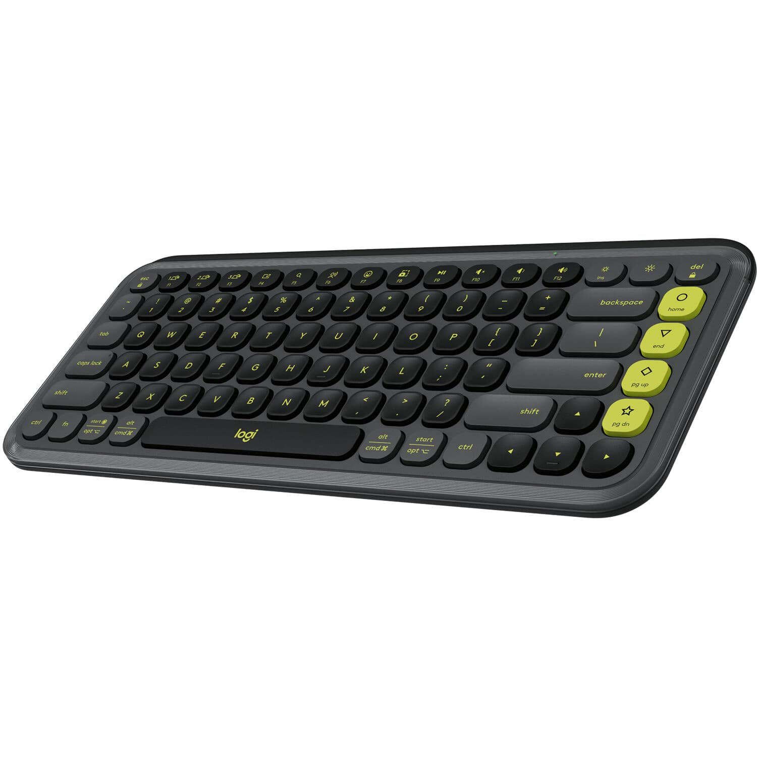 Logitech POP Icon Keys wireless keyboard in Graphite and Green, compact Bluetooth keyboard
