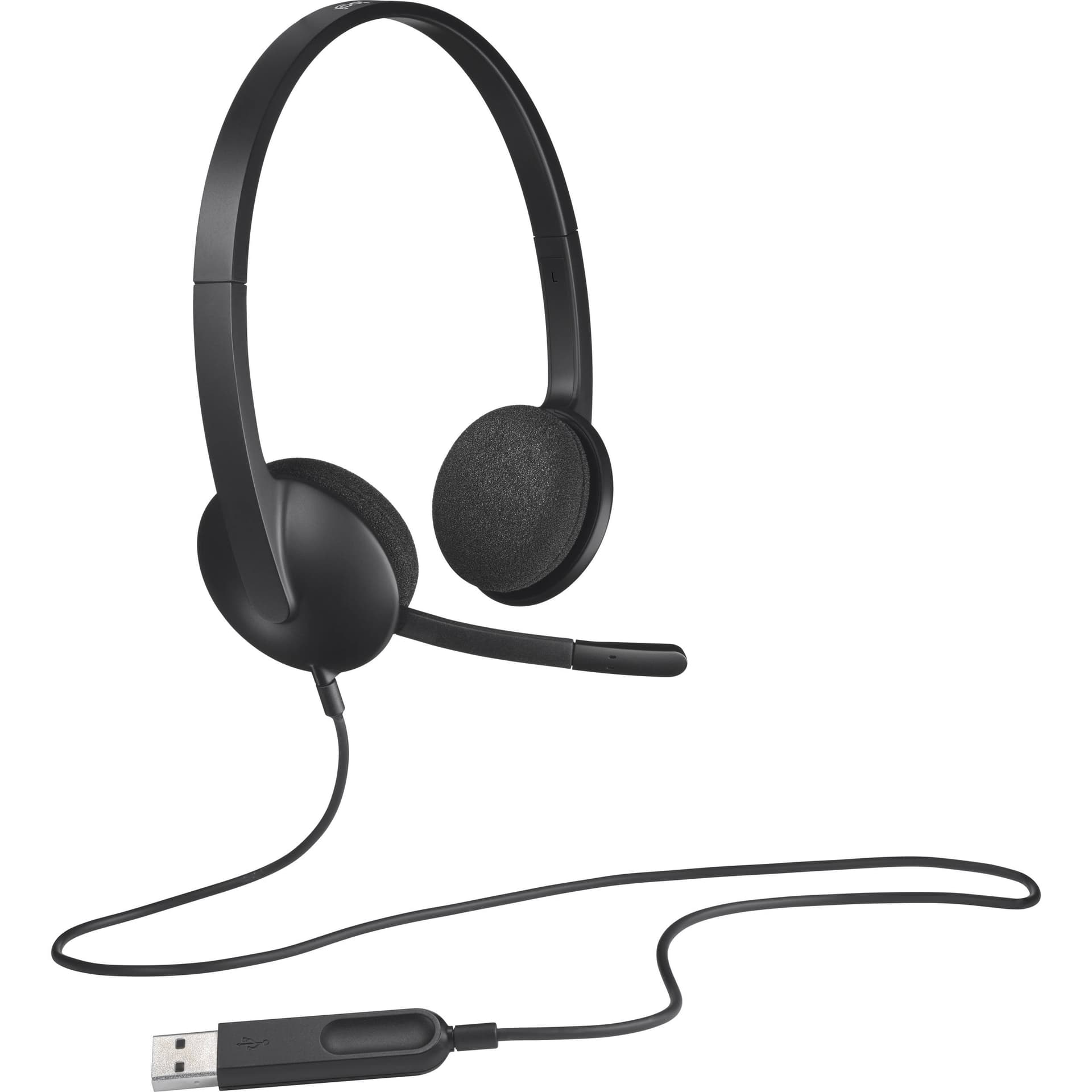 Logitech H340 USB wired headset with stereo sound and boom microphone